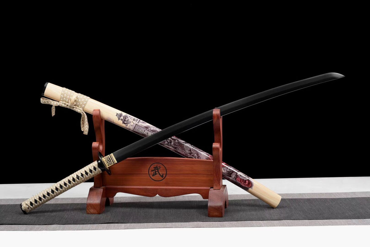 Dragon Katana,Black Blade Katana,Japanese Samurai Sword,Real Handmade