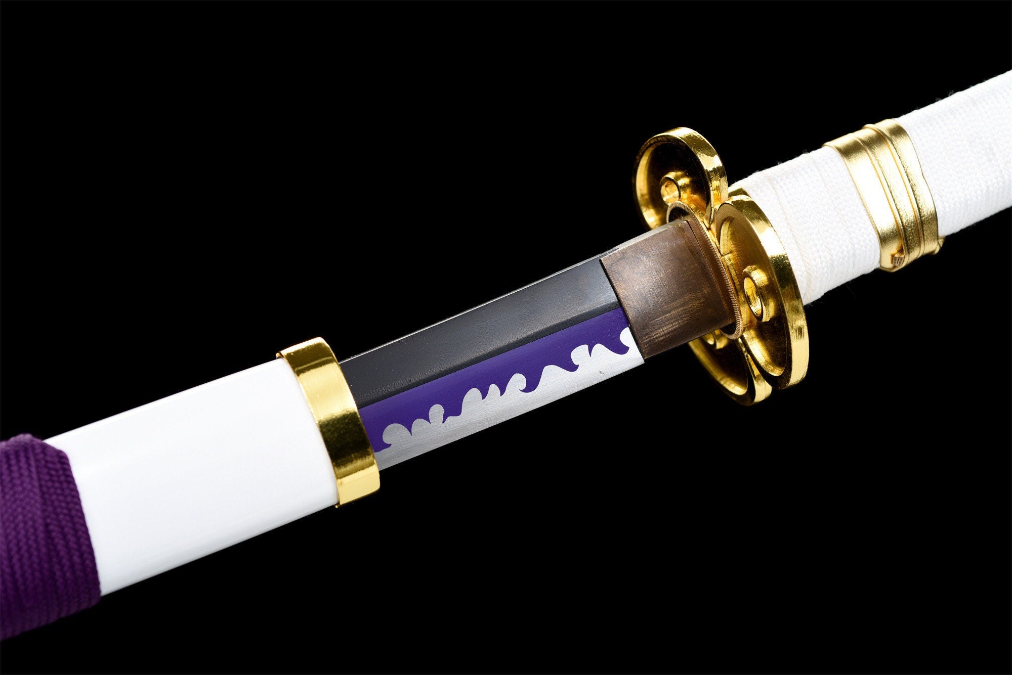 White Anime Sword,Purple Blade,One Piece,Anime Cosplay,Real Japanese Samurai Sword,Handmade anime Katana,High-carbon steel,Full Tang