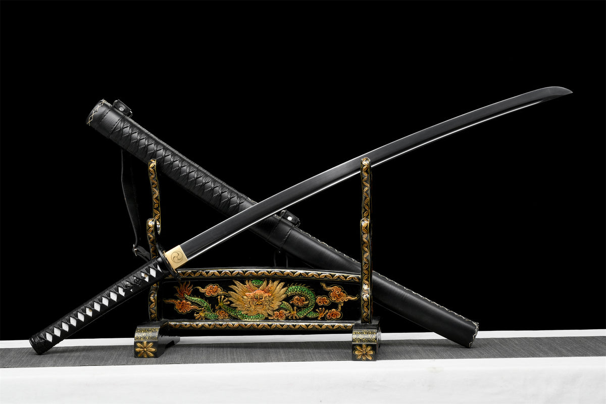Black Blade Katana Sword,Fight With Heaven,Real Handmade Japanese Samu