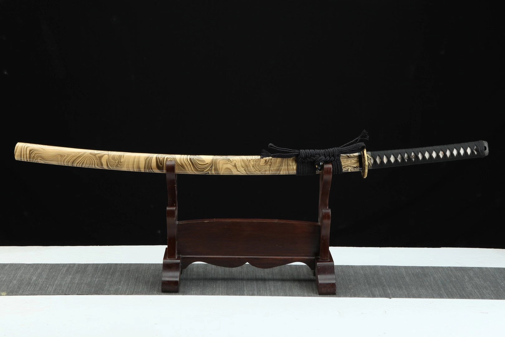 T10 High Carbon Steel Clay Tempered With Hamon Yellow Rock Katana Sword,Real Handmade Japanese Samurai Sword Full Tang