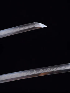 T10 Steel Clay Tempered With Hamon Bule Wave Katana Katana Sword,Real Handmade Japanese Samurai Sword Full Tang