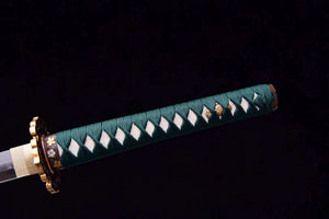 T10 Steel Clay Tempered With Hamon Green Peacock Katana Katana Sword,Real Handmade Japanese Samurai Sword Full Tang