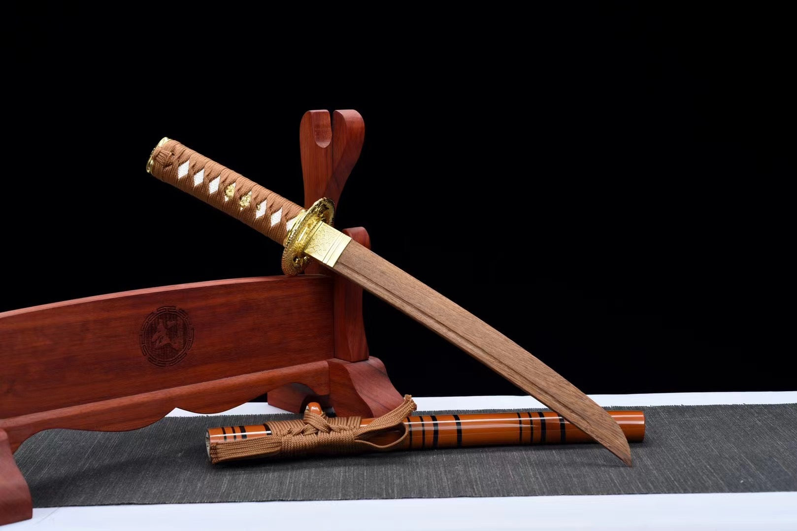 Orange Wooden Tanto Sword,Japanese Samurai Wooden Sword,Handmade wooden sword