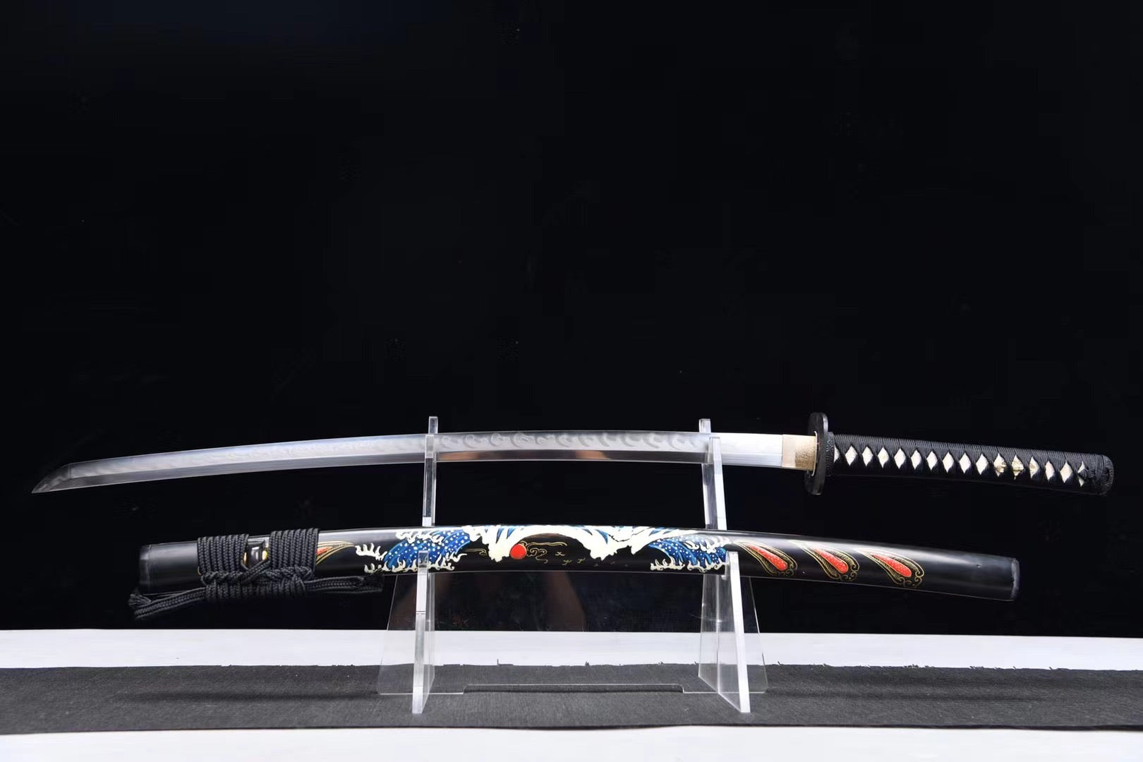 T10 Steel Clay Tempered With Hamon Bule Wave Katana Katana Sword,Real Handmade Japanese Samurai Sword Full Tang