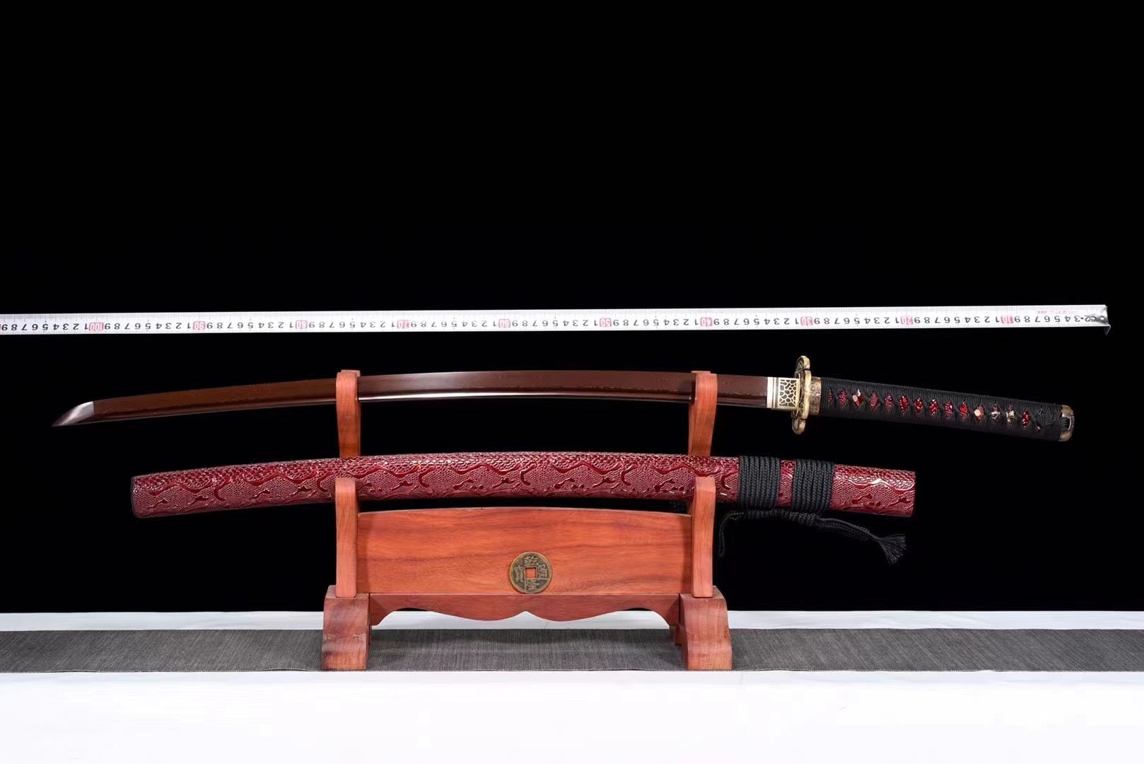 Damascus Steel Ghost Cut Katana Sword,Real Handmade Japanese Samurai Sword Full Tang