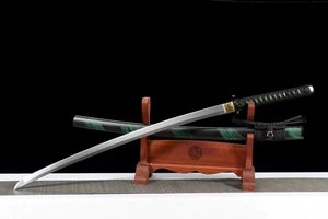 Emerald Katana Sword,Real Handmade Japanese Samurai Sword High Manganese Steel Full Tang