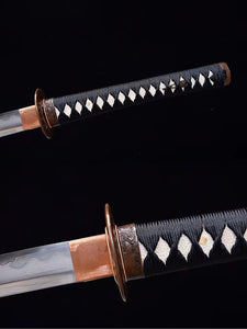 Sanmai Steel Blade Clay Tempered With Hamon Flame Flower Katana Katana Sword,Real Handmade Japanese Samurai Sword Full Tang