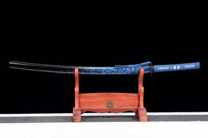 High Manganese Steel Blue Sasaki Katana Sword,Real Handmade Japanese Samurai Sword Full Tang