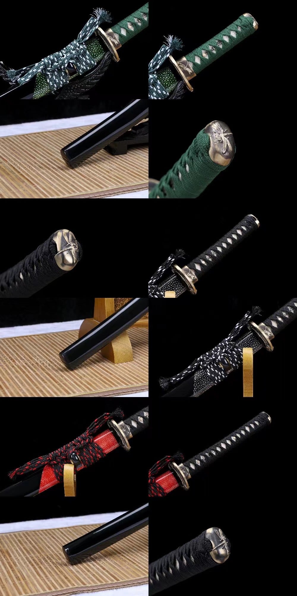 Dragonfly Katana Set, Katana, Wakizashi, and Tanto Sword,Japanese Samurai Sword,Real Katana,Handmade sword, Folded patterned steel