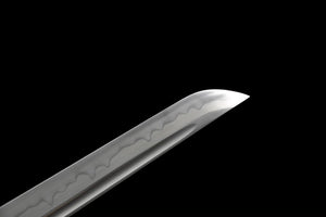 White Tanto Sword,Handmade Japanese Samurai Sword,T10 Steel Clay Tempered With Hamon