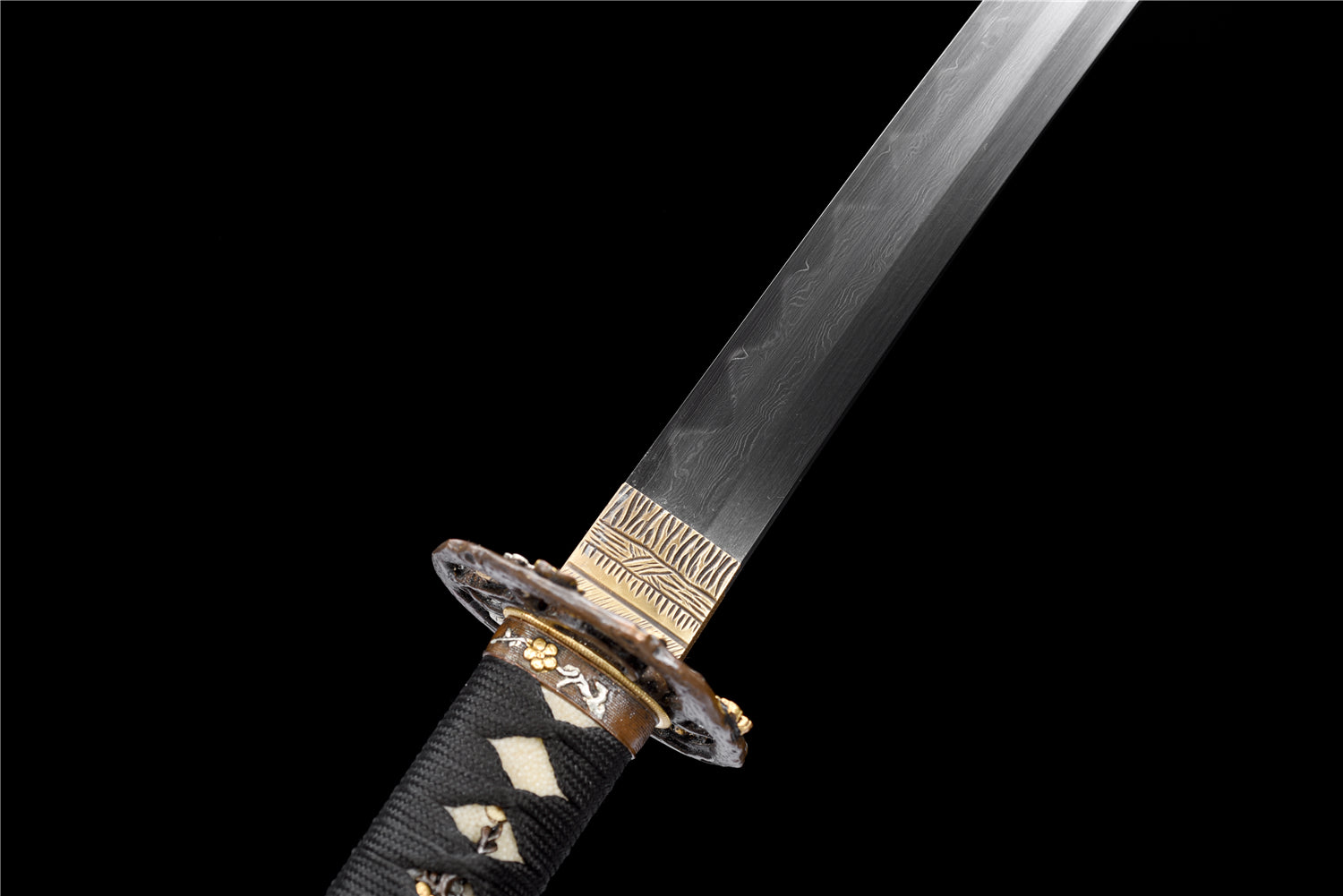 Sanmai Blade Clay Tempered With Hamon Sword Handmade Quiet Flower Katana Sword Real Japanese Samurai Sword Full Tang