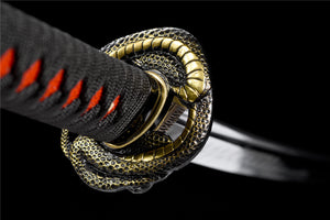 T10 Steel Clay Tempered With Hamon Handmade Fire Python Katana Sword Real Japanese Samurai Sword Full Tang