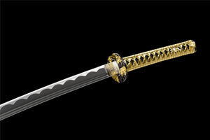 Handmade Katana Sword -Black gold silk Real Japanese Samurai Sword 1060 High Carbon Steel Full Tang