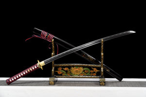 Handmade Black Blade Katana Sword -Golden dragon Real Japanese Samurai Sword 1060 High Carbon Steel Full Tang