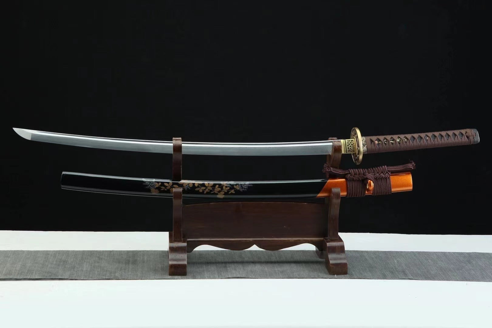 Damascus Steel Sword Falling Flower Katana Sword,Real Handmade Japanese Samurai Sword Full Tang