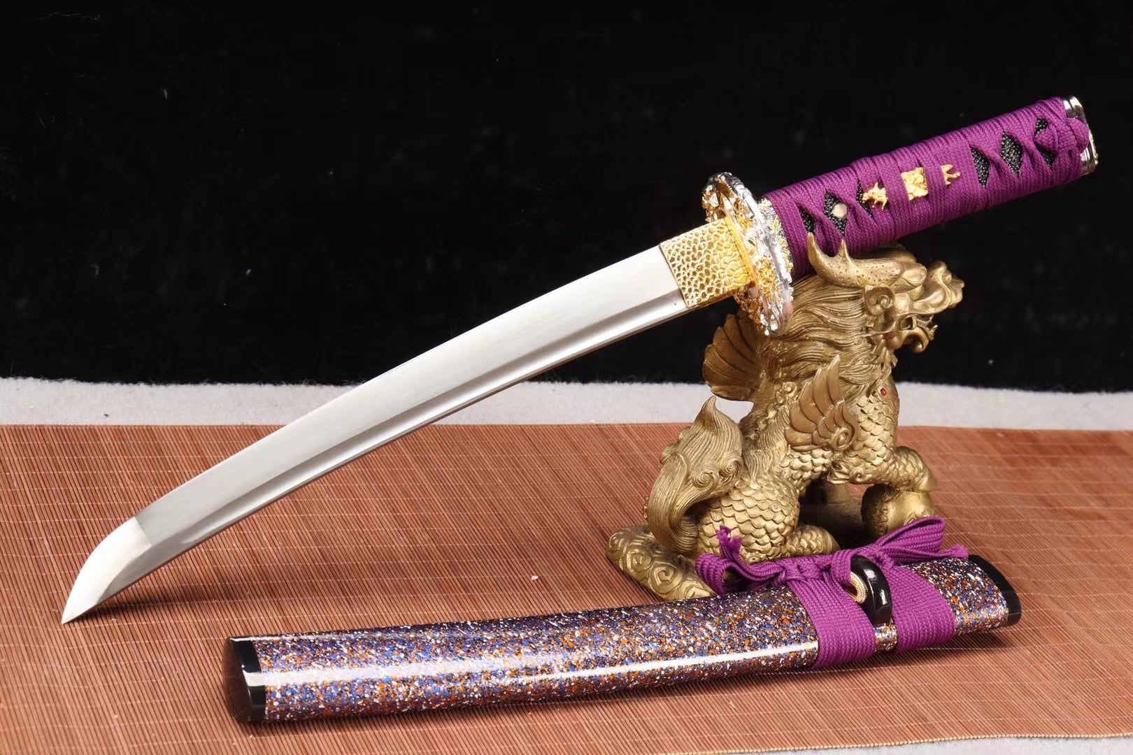 Kirin Katana Set, Katana and Tanto Sword,Japanese Samurai Sword,Real Katana,Handmade sword,High manganese steel