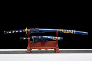 Water Dragon Katana Set, Katana and Tanto Sword,Japanese Samurai Sword,Real Katana,Handmade sword, High manganese steel