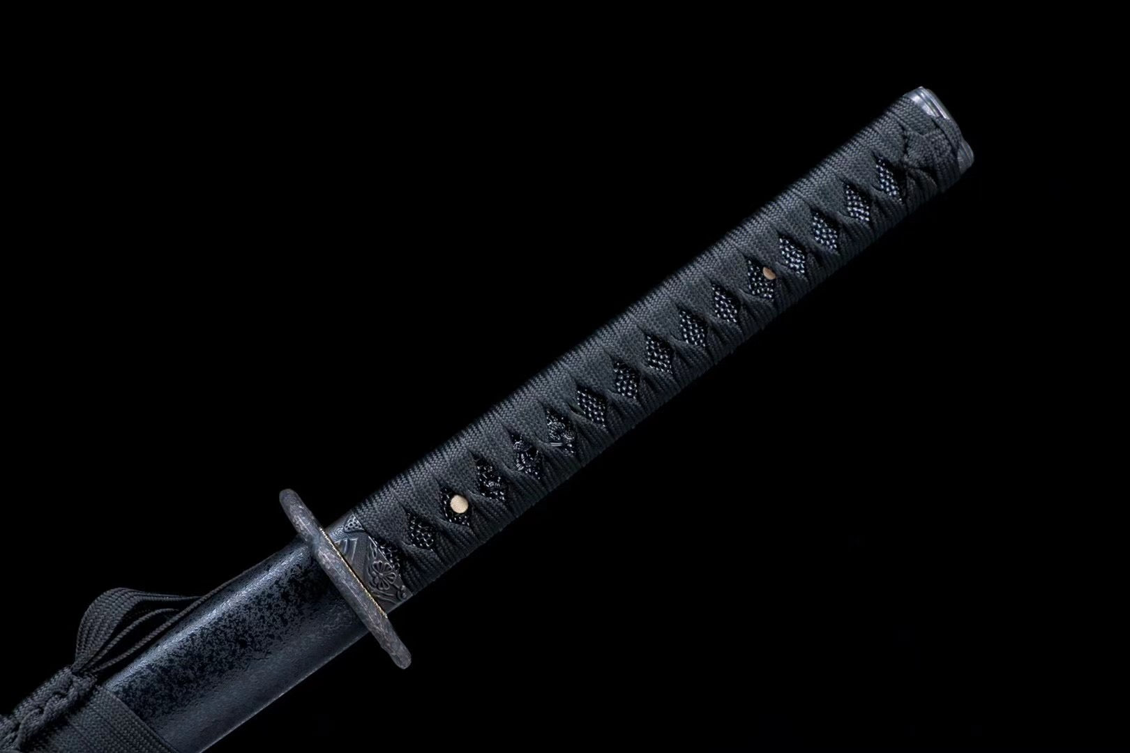 Black Katana Set, Katana, Wakizashi, and Tanto Sword,Japanese Samurai Sword,Real Katana,Handmade sword,High manganese steel