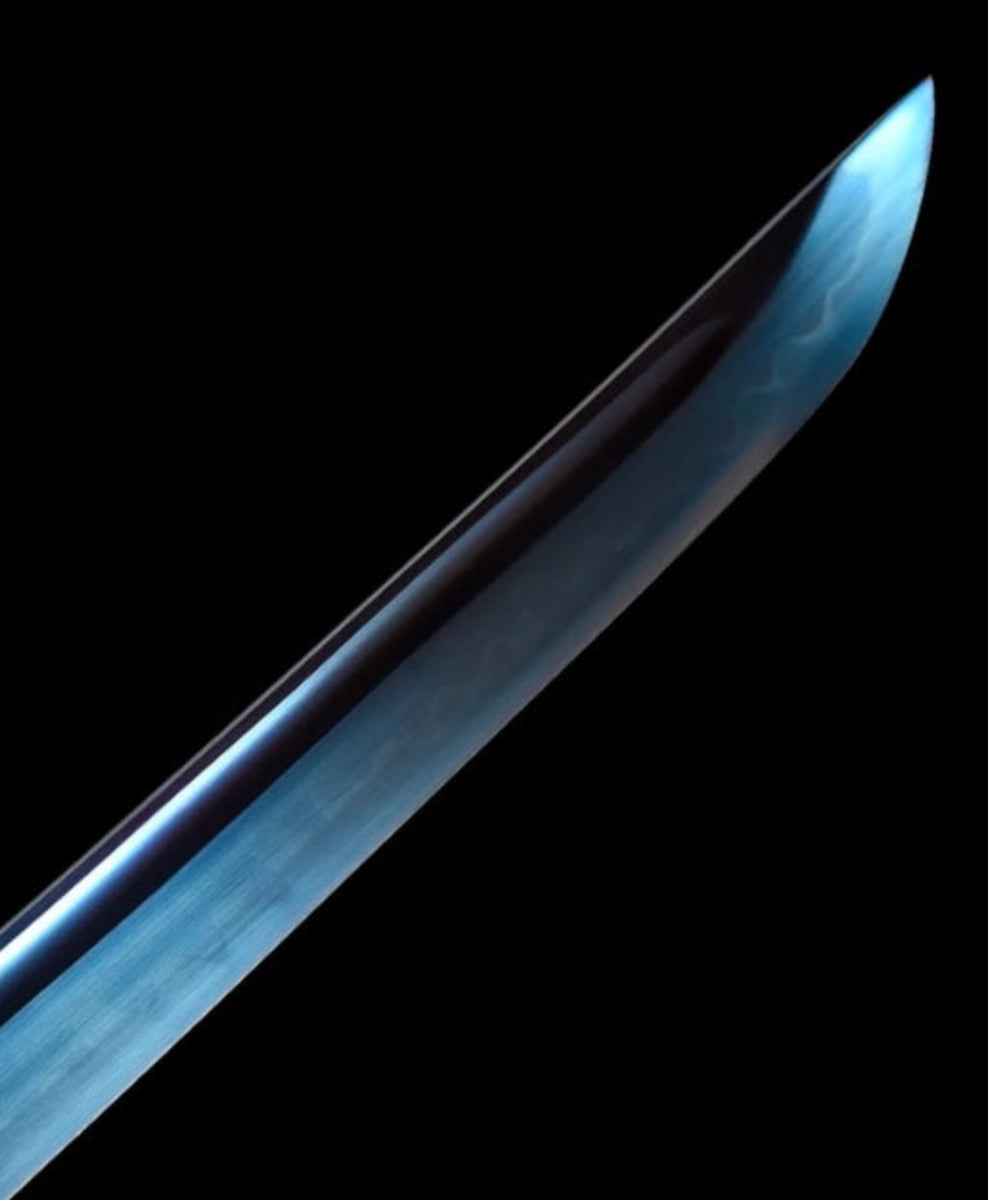T10 High Carbon Steel Clay Tempered With Hamon Light Blue Katana Sword ...