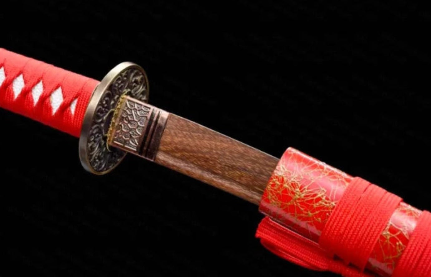 Red Wooden Tanto Sword,Japanese Samurai Wooden Sword,Handmade wooden sword