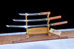 Rosewood T10 Steel Katana Set, Katana, Wakizashi, and Tanto Sword,Japanese Samurai Sword,Real Katana,Handmade sword,T10 Steel Clay Tempered With Hamon