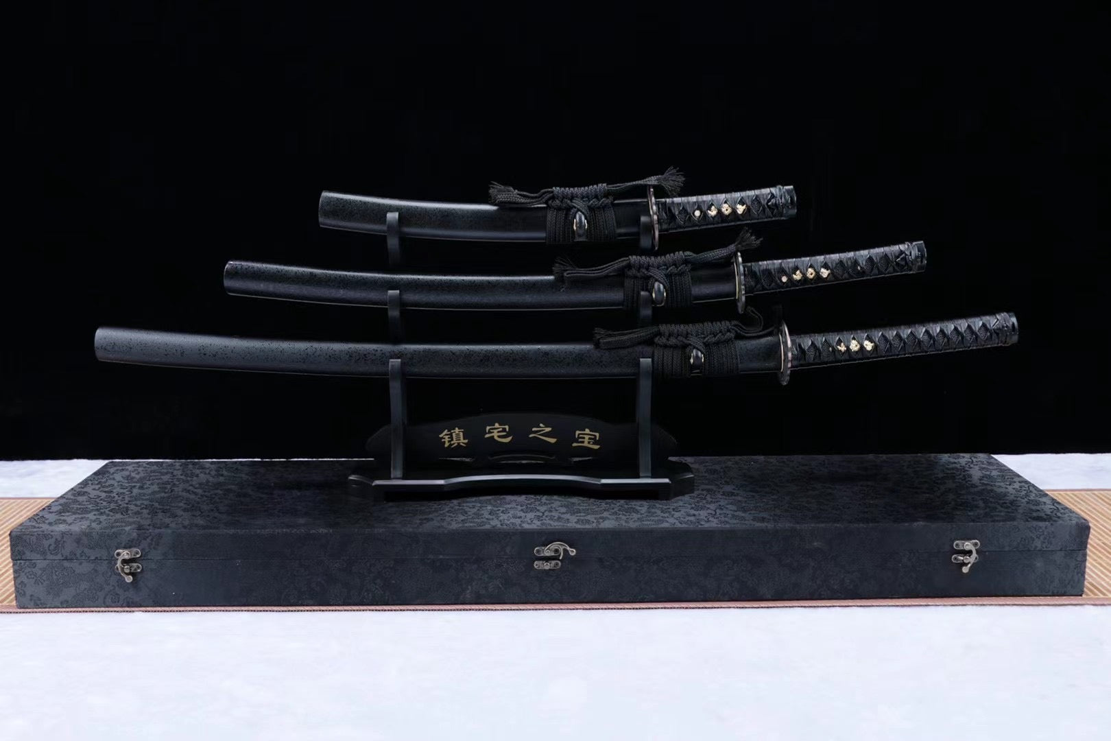 Shadow Katana Set, Katana, Wakizashi, and Tanto Sword,Japanese Samurai Sword,Real Katana,Handmade sword,High manganese steel