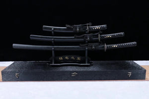 Shadow Katana Set, Katana, Wakizashi, and Tanto Sword,Japanese Samurai Sword,Real Katana,Handmade sword,High manganese steel