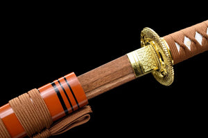 Orange Wooden Tanto Sword,Japanese Samurai Wooden Sword,Handmade wooden sword