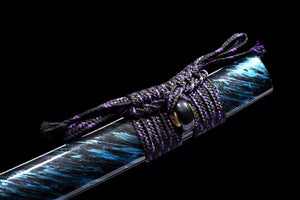 T10 Steel Clay Tempered With Hamon Handmade Black And Purple Katana Sword Real Japanese Samurai Sword Full Tang