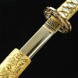 Golden Blade Dragon Katana Sword Real Handmade Japanese Samurai Sword High manganese steel Full Tang