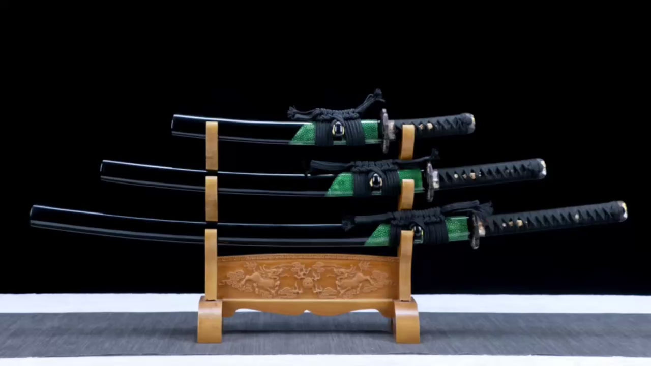 Wind Katana Set, Katana, Wakizashi, and Tanto Sword,Japanese Samurai Sword,Real Katana,Handmade sword,Sanmai Blade With Hamon