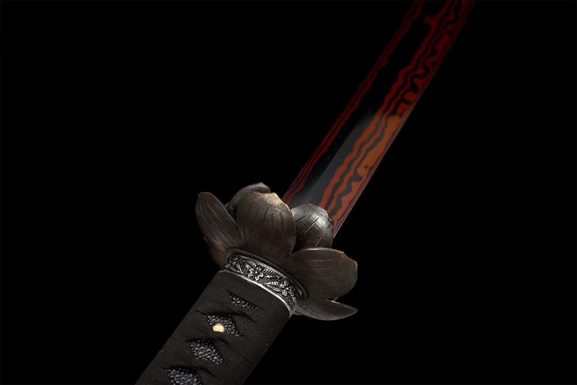 Black Red Blade Undead Cut Katana,Handmade Japanese Samurai Sword,Real Katana sword,Damascus Steel,Full Tang