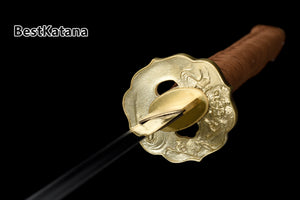 Yellow Gold Sword,Handmade Japanese Samurai Sword,Real Katana Sword,High Manganese Steel Blade,Full Tang