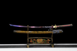 Purple Dragon Katana,Japanese Samurai Sword,Real Handmade Katana,High Manganese Steel Blade,Full Tang