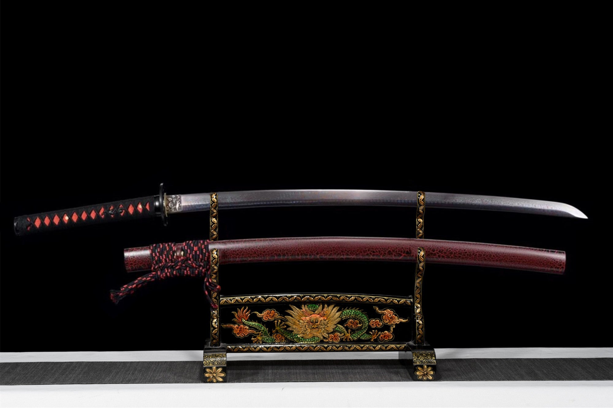 Handmade Katana Sword -Hellfire Real Japanese Samurai Sword Damascus Steel Full Tang