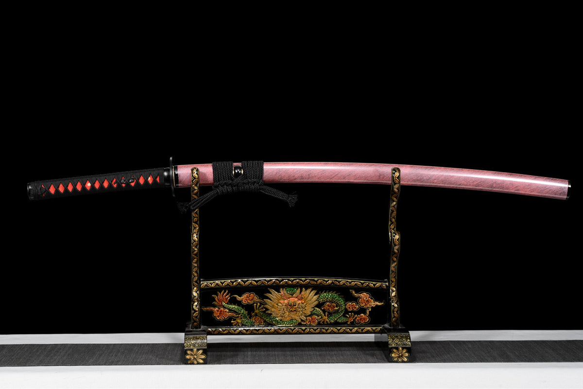 Handmade Pink Katana Sword -Black Iron Tsuba Real Japanese Samurai Swo ...