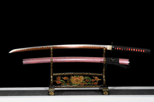 Handmade Pink Katana Sword -Black Iron Tsuba Real Japanese Samurai Sword High Manganese Steel Full Tang