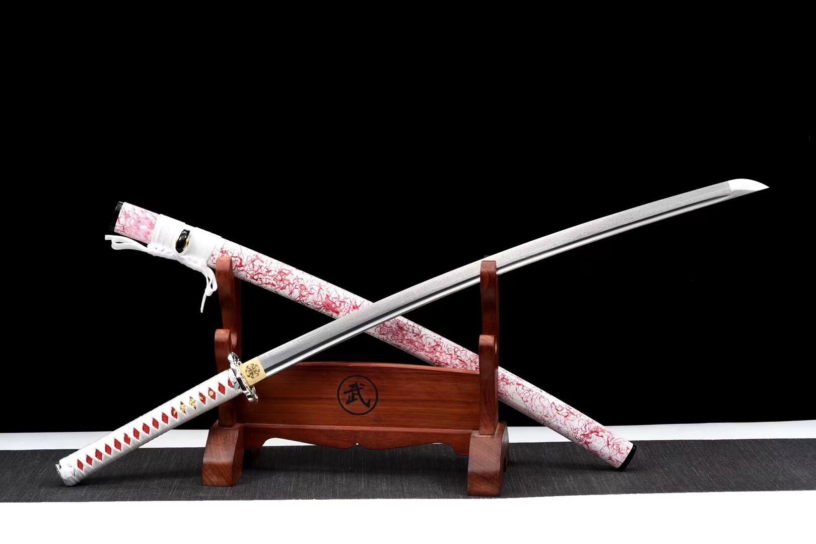 Wreaths Katana Sword,Japanese Samurai Sword,Real Katana,Handmade sword,High-performance pattern steel,Longquan sword