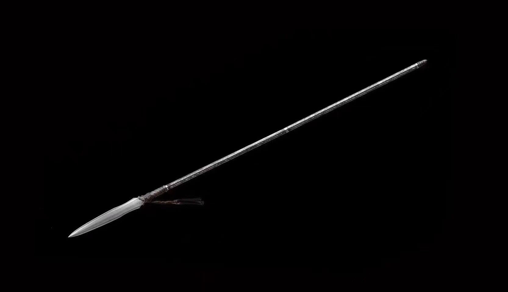 Dragon Scale Spear,Handicraft,Lance,Handmade Weapon,Hundred steelmaking pattern steel,Longquan sword