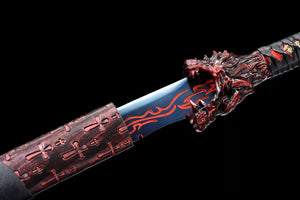 Red Flame Wolf Schwert, Kunsthandwerk, chinesischer Säbel, echtes Schwert, handgefertigtes chinesisches Schwert, Hochmanganstahl, Longquan-Schwert
