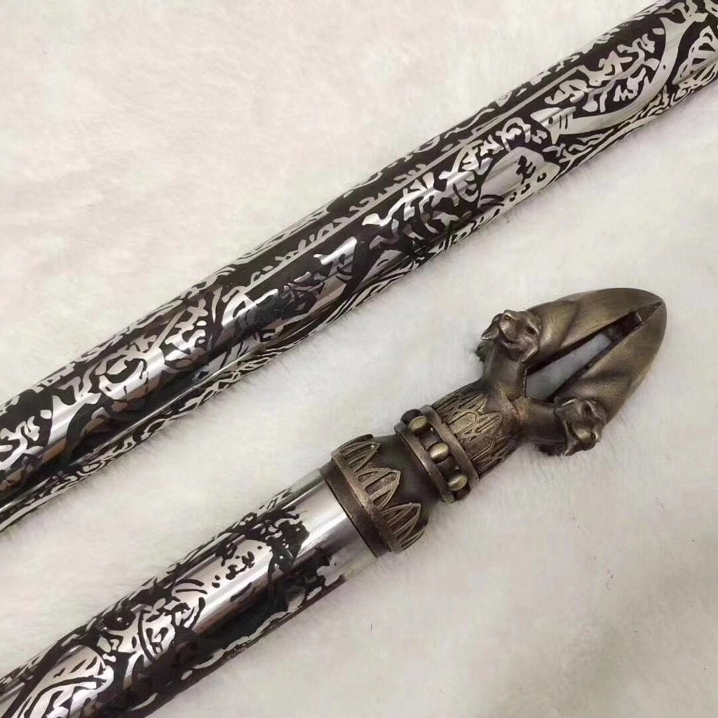 Mad Lion Spear,Handicraft,Lance,Handmade Weapon,Hundred steelmaking pa ...