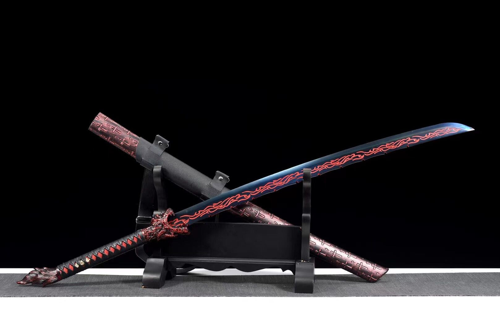 Red Flame Wolf Schwert, Kunsthandwerk, chinesischer Säbel, echtes Schwert, handgefertigtes chinesisches Schwert, Hochmanganstahl, Longquan-Schwert