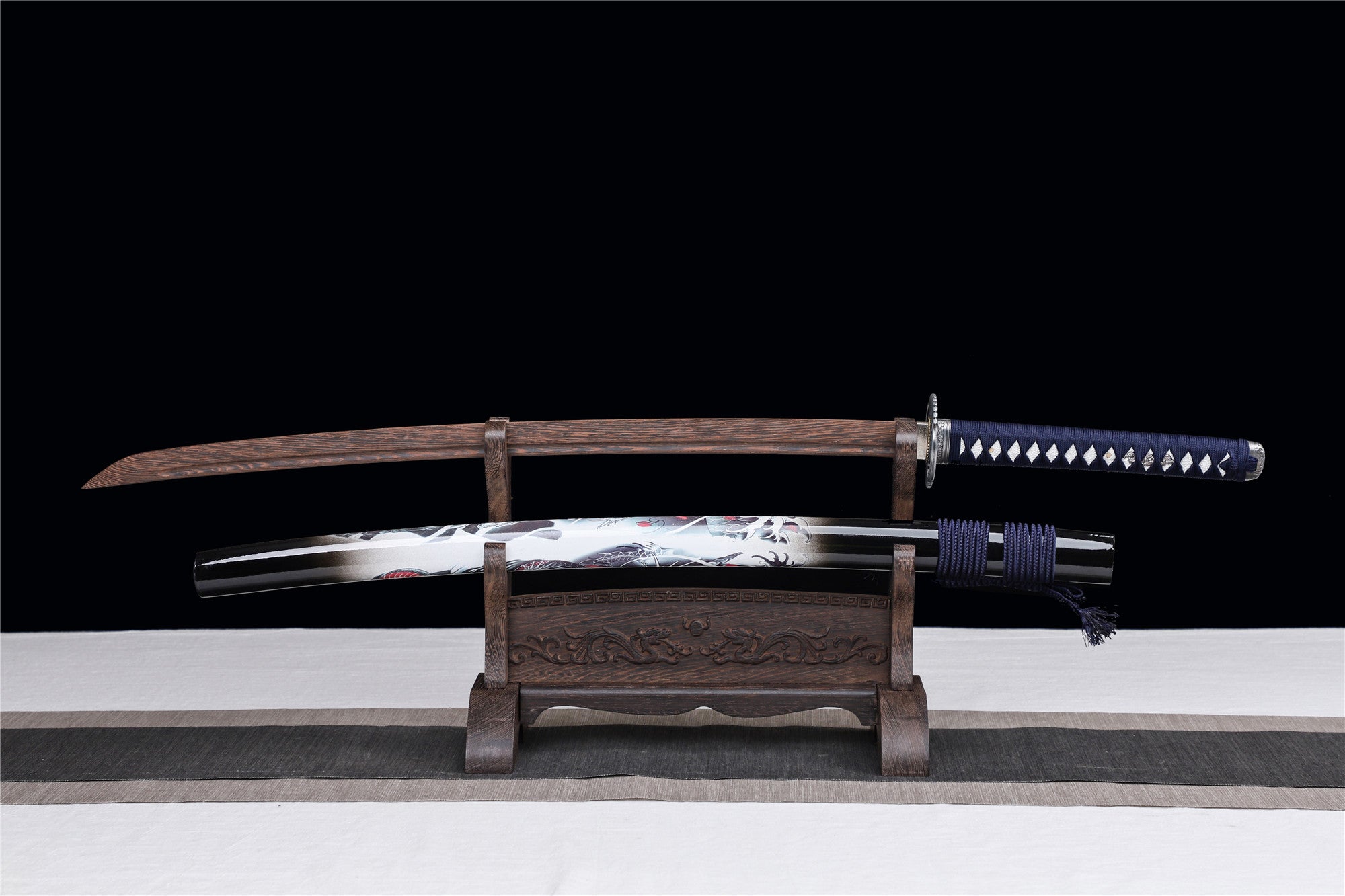 Black Dragon Katana,Wooden Katana,Japanese Samurai Sword,Handmade Wooden Sword,Training Sword,Rosewood blade