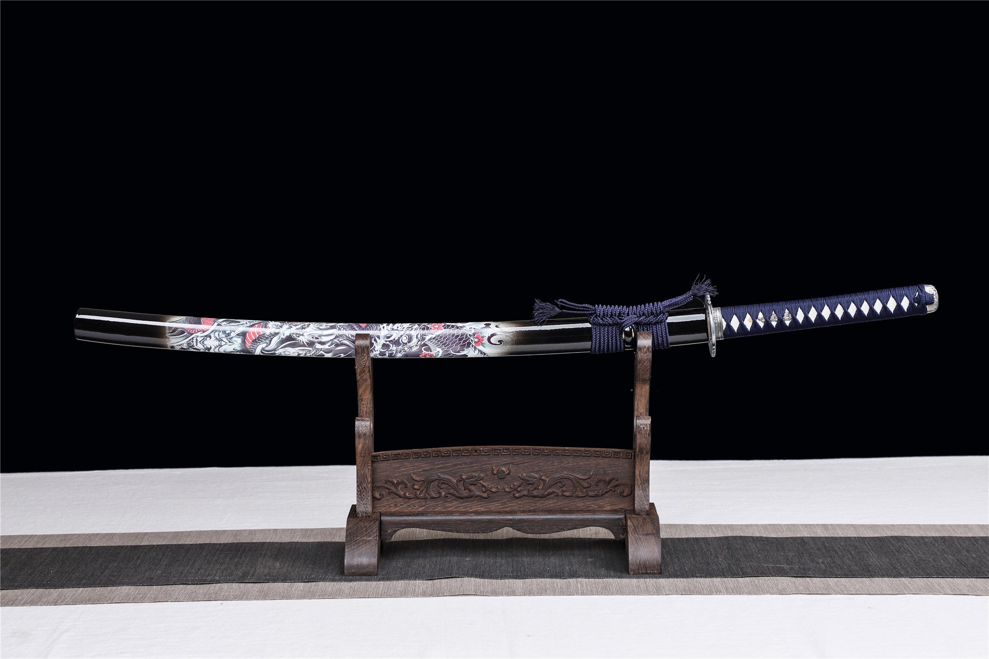 Black Dragon Katana,Wooden Katana,Japanese Samurai Sword,Handmade Wooden Sword,Training Sword,Rosewood blade
