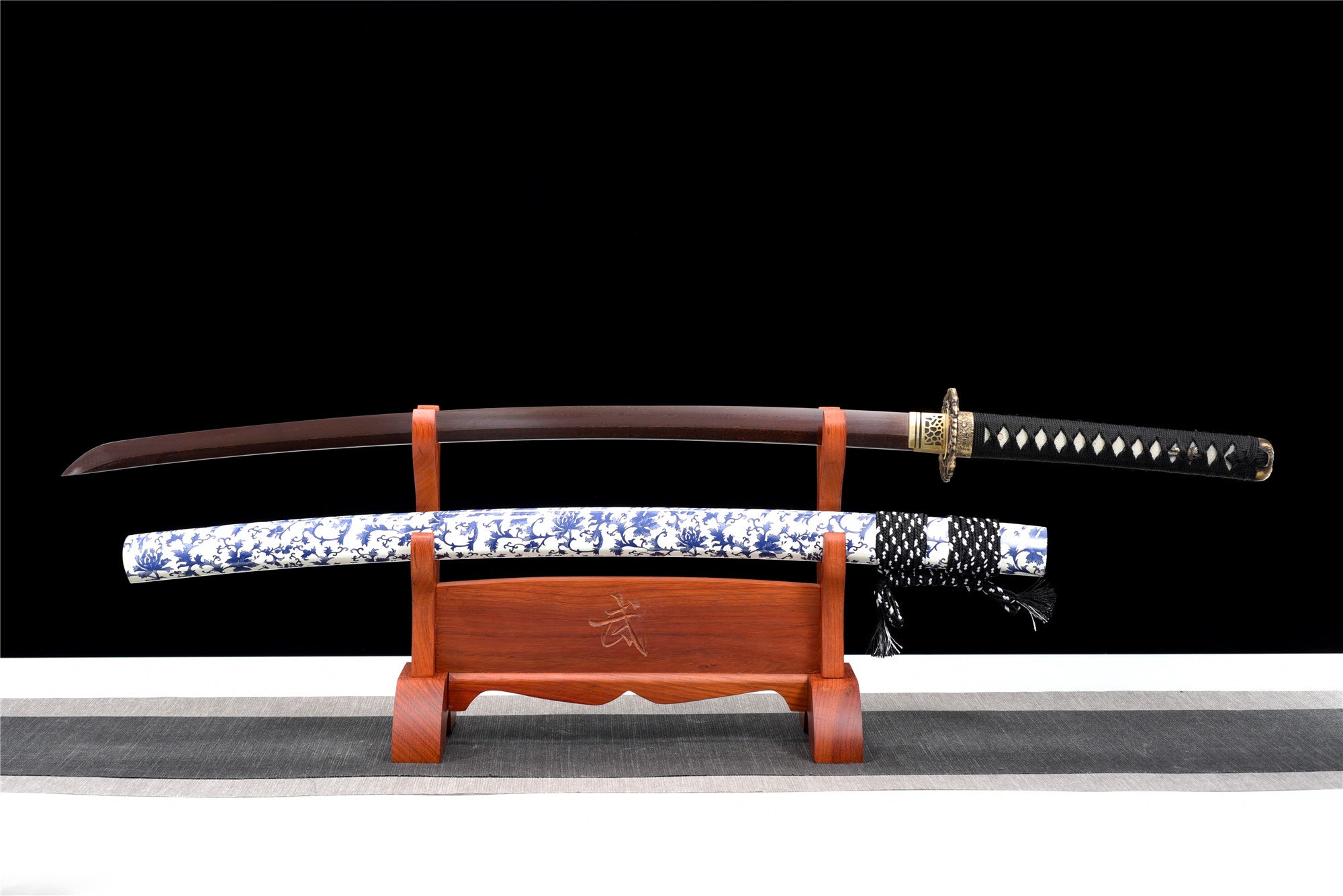 Cyan Flower Katana,Japanese Samurai Sword,Real Handmade Katana,Damascus steel