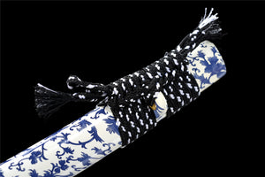 Cyan Flower Katana,Japanese Samurai Sword,Real Handmade Katana,Damascus steel