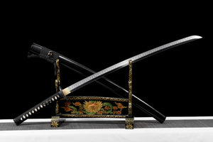 T10 Steel Clay Tempered With Hamon Handmade Black Katana Sword With Dragon Tsuba Real Japanese Samurai Sword Full Tang