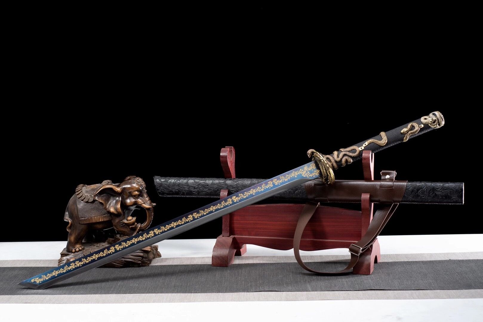 Demon Snake Slash, Kunsthandwerk, horizontales Tang-Schwert, handgefertigtes chinesisches Schwert, Hochmanganstahl, Longquan-Schwert