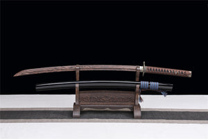 Dragon King Holz-Katana, japanisches Samurai-Schwert, handgefertigtes Holzschwert, Rosenholzklinge/Bambusklinge