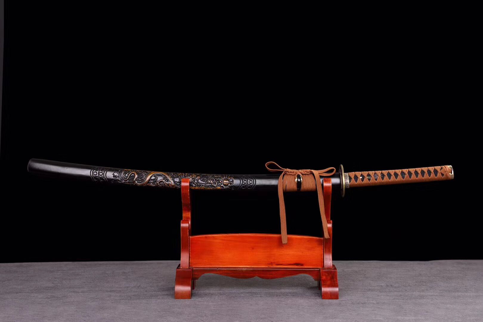 Dragon phoenix samurai sword,Katana,High-performance spring steel,Solid wood handmade Scabbard,Longquan sword